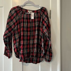 Ann Taylor Loft plaid top. NEW size large.